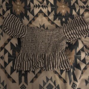 Aeropostale Black and White Striped Blouse